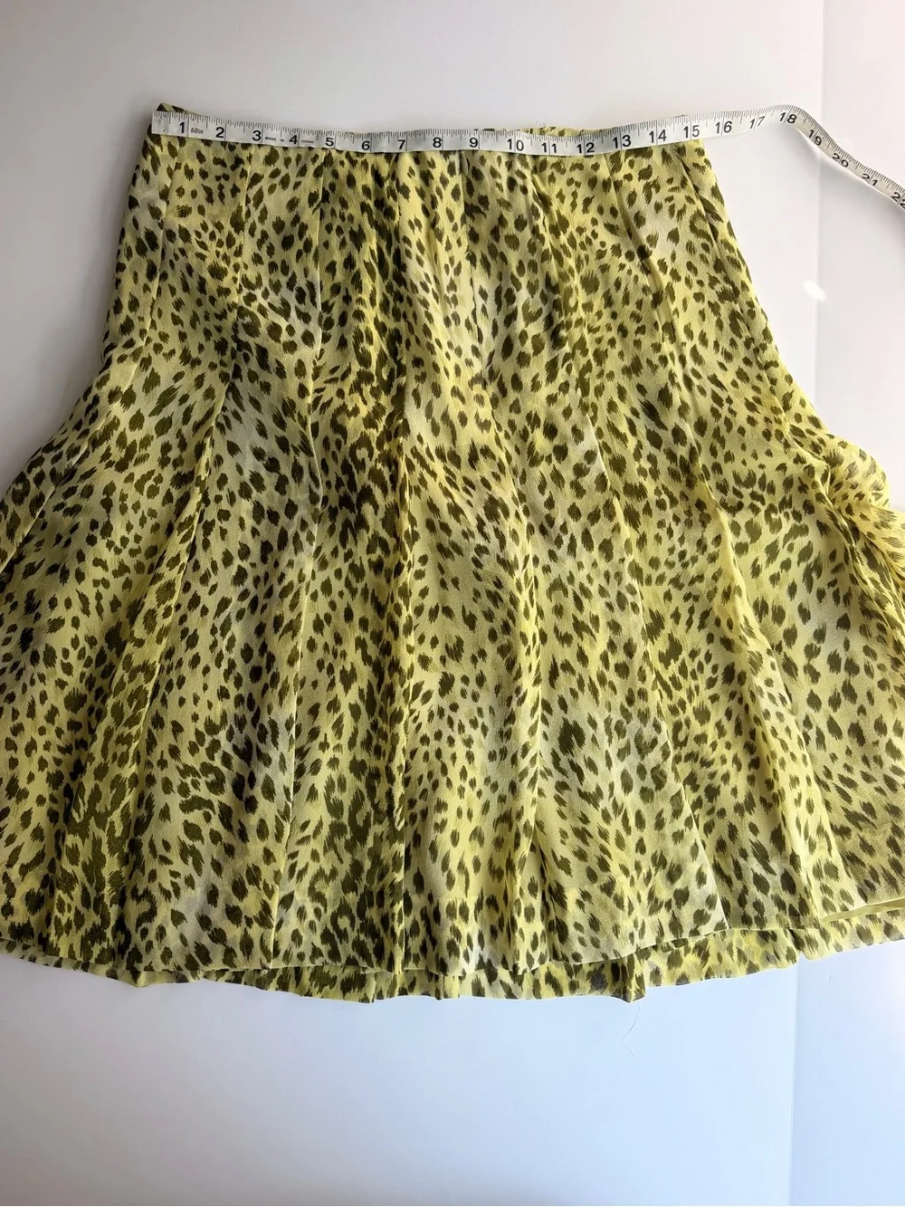 2/$40 Carlisle Silk Leopard Print A-Line Women's Skirt - Yellow/Lime green - Picture 7 of 9